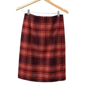 vintage 90s academia plaid wool blend skirt size 6